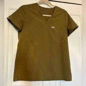 Women’s olive XS Figs Catarina one-pocket scrub top
